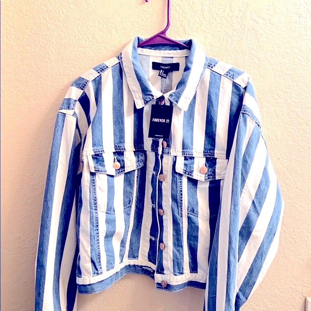 COPY - Striped jean jacket - NWT!
